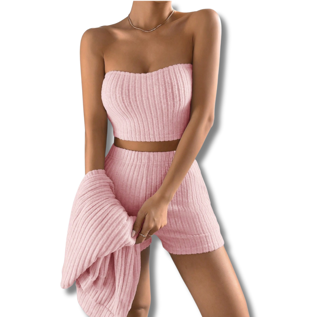 Three-Piece Ribbed Pajama Set