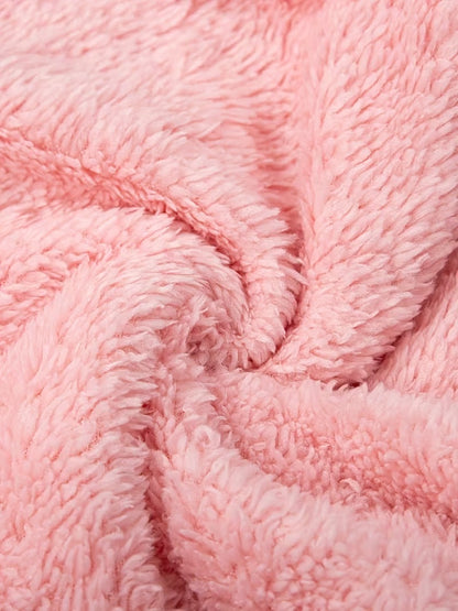 Pink Plush Hooded Pajama Jumpsuit