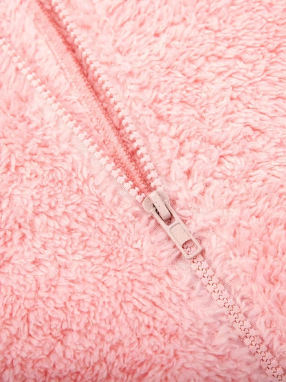 Pink Plush Hooded Pajama Jumpsuit