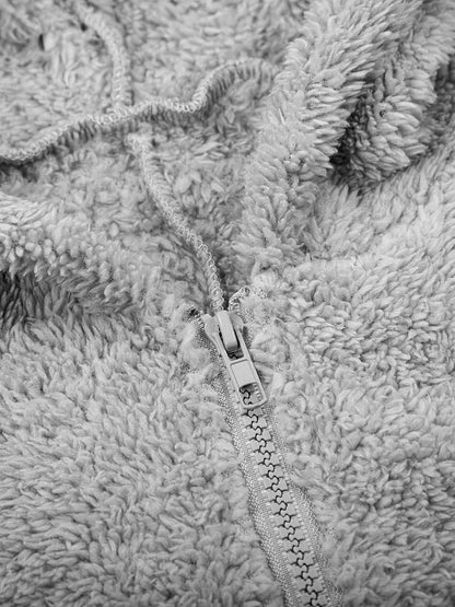 Grey Plush Hooded Pajama Jumpsuit