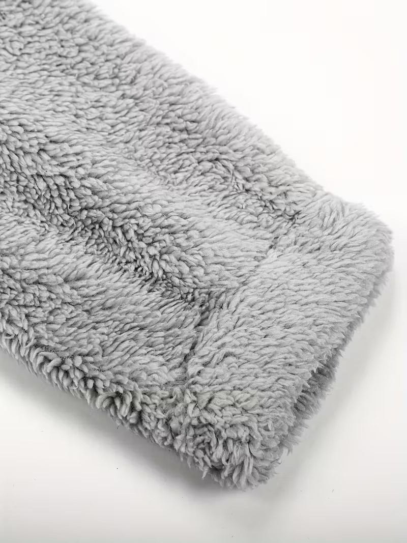 Grey Plush Hooded Pajama Jumpsuit