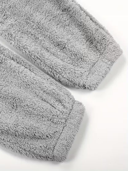 Grey Plush Hooded Pajama Jumpsuit